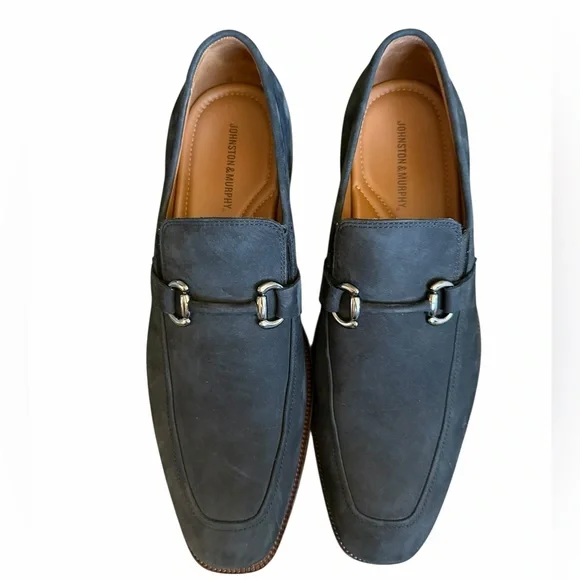 Johnston & Murphy Shoes Mens 11 Black Leather Bit Loafer Slip On Dress Shoe